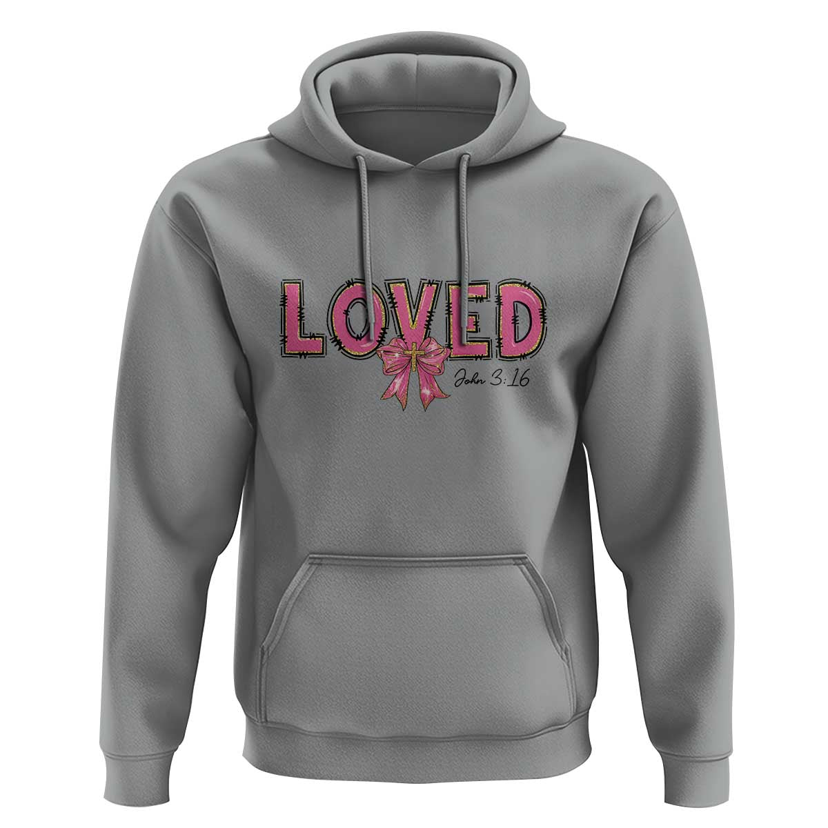 Loved John 3:16 Hoodie Christian Religious God Bible Verses Valentine's Day Pink Bow