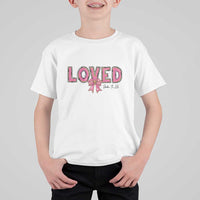 Loved John 3:16 T Shirt For Kid Christian Religious God Bible Verses Valentine's Day Pink Bow