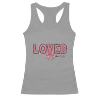 Loved John 3:16 Racerback Tank Top Christian Religious God Bible Verses Valentine's Day Pink Bow