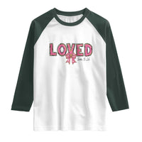 Loved John 3:16 Raglan Shirt Christian Religious God Bible Verses Valentine's Day Pink Bow