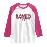 Loved John 3:16 Raglan Shirt Christian Religious God Bible Verses Valentine's Day Pink Bow