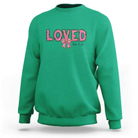 Loved John 3:16 Sweatshirt Christian Religious God Bible Verses Valentine's Day Pink Bow