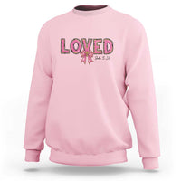 Loved John 3:16 Sweatshirt Christian Religious God Bible Verses Valentine's Day Pink Bow
