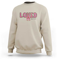 Loved John 3:16 Sweatshirt Christian Religious God Bible Verses Valentine's Day Pink Bow
