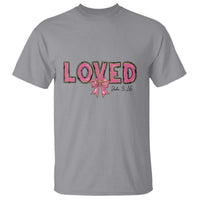 Loved John 3:16 T Shirt Christian Religious God Bible Verses Valentine's Day Pink Bow