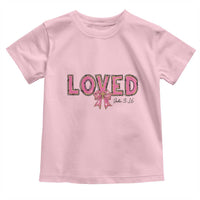 Loved John 3:16 Toddler T Shirt Christian Religious God Bible Verses Valentine's Day Pink Bow
