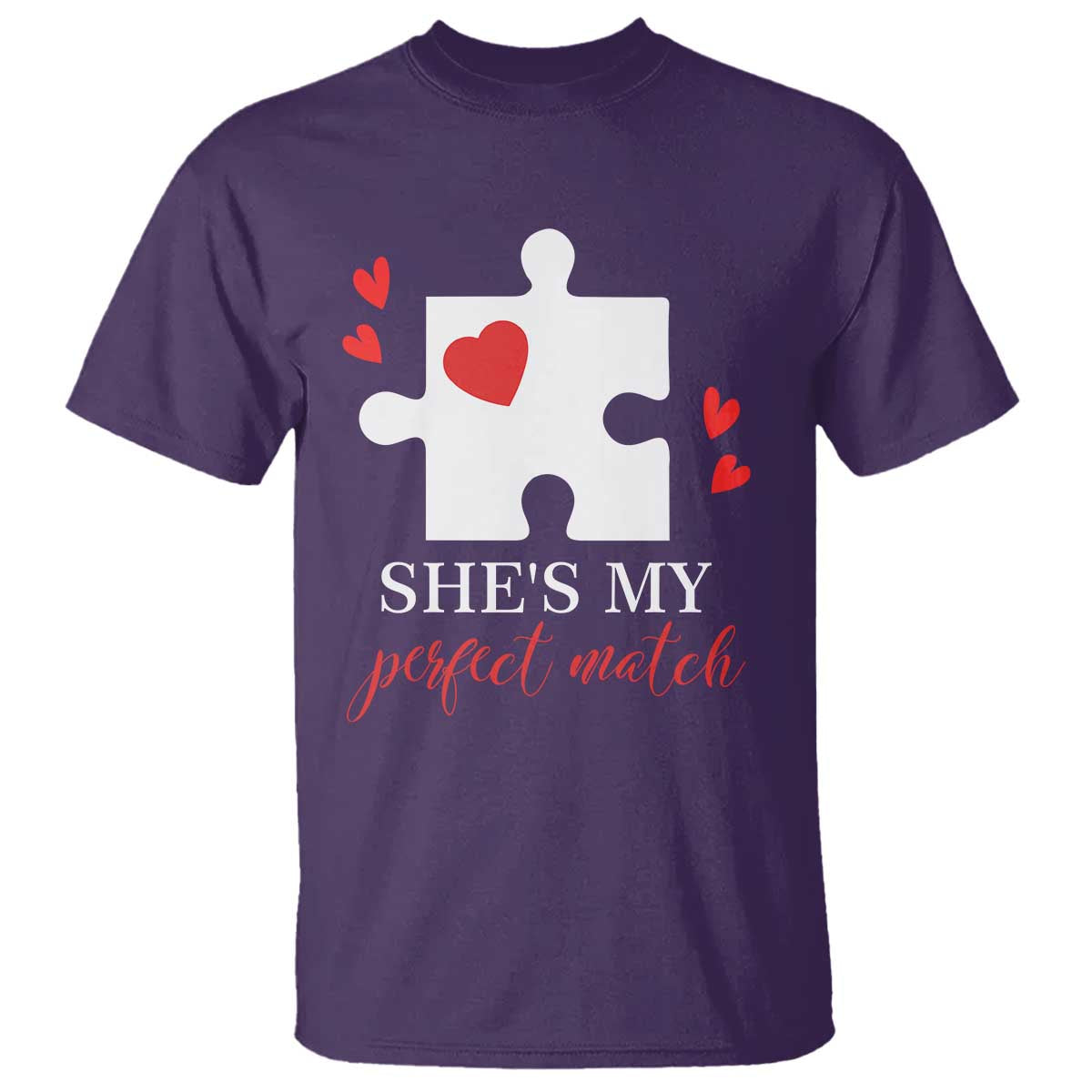 Funny She's My Perfect Match Valentine's Day Couple Matching T Shirt