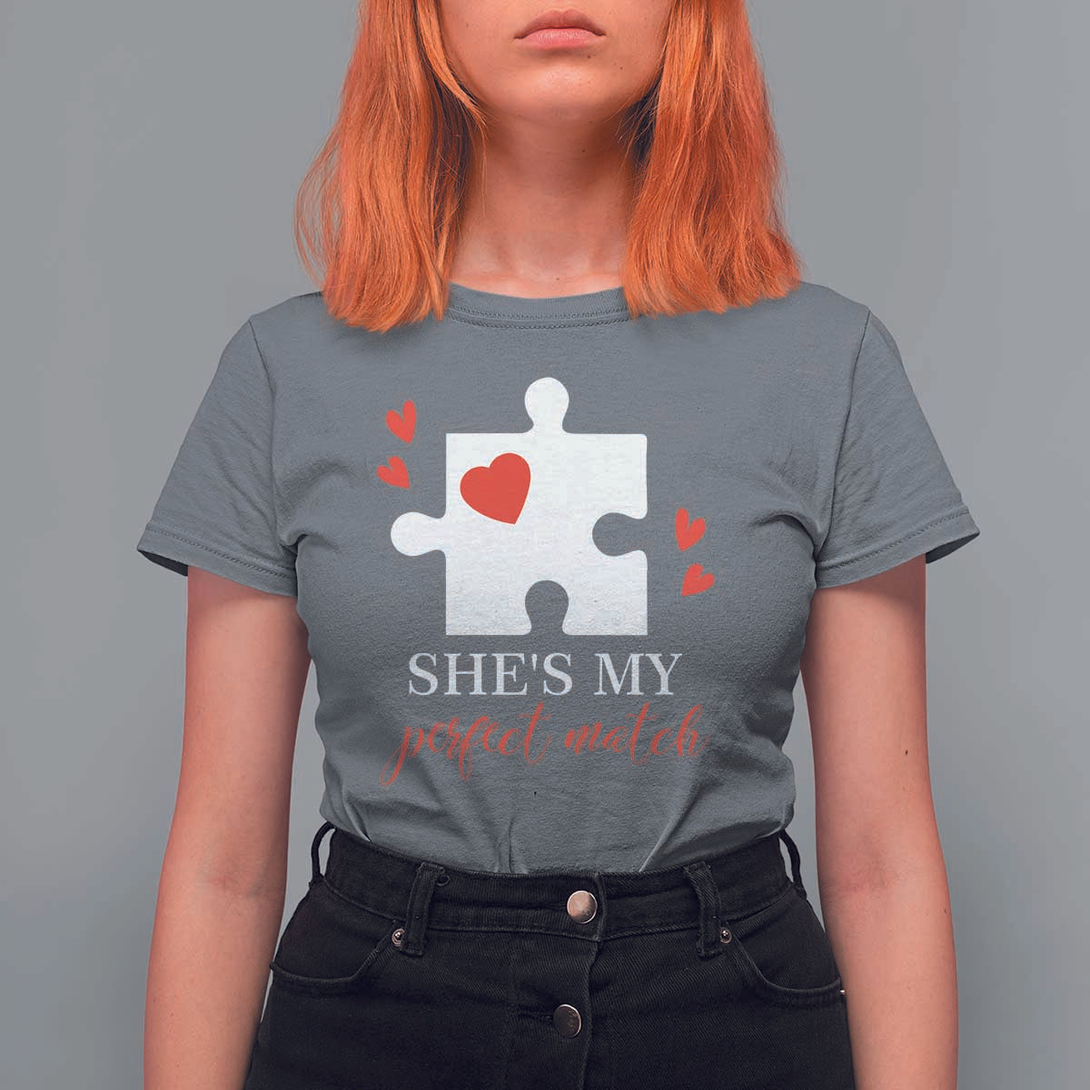 Funny She's My Perfect Match Valentine's Day Couple Matching T Shirt For Women