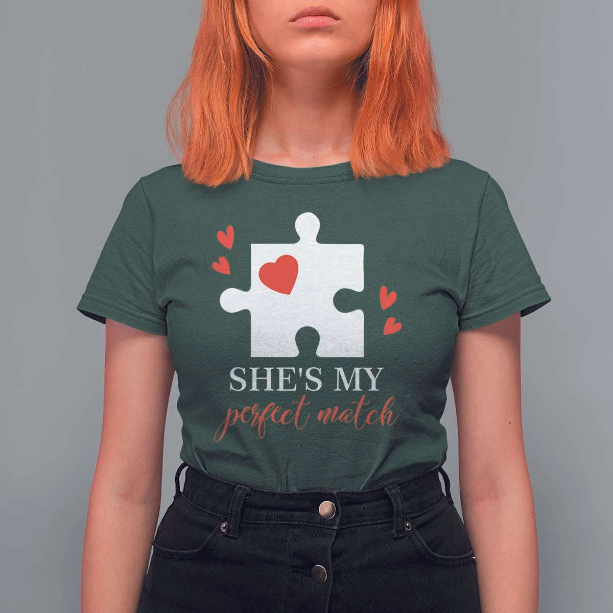 Funny She's My Perfect Match Valentine's Day Couple Matching T Shirt For Women