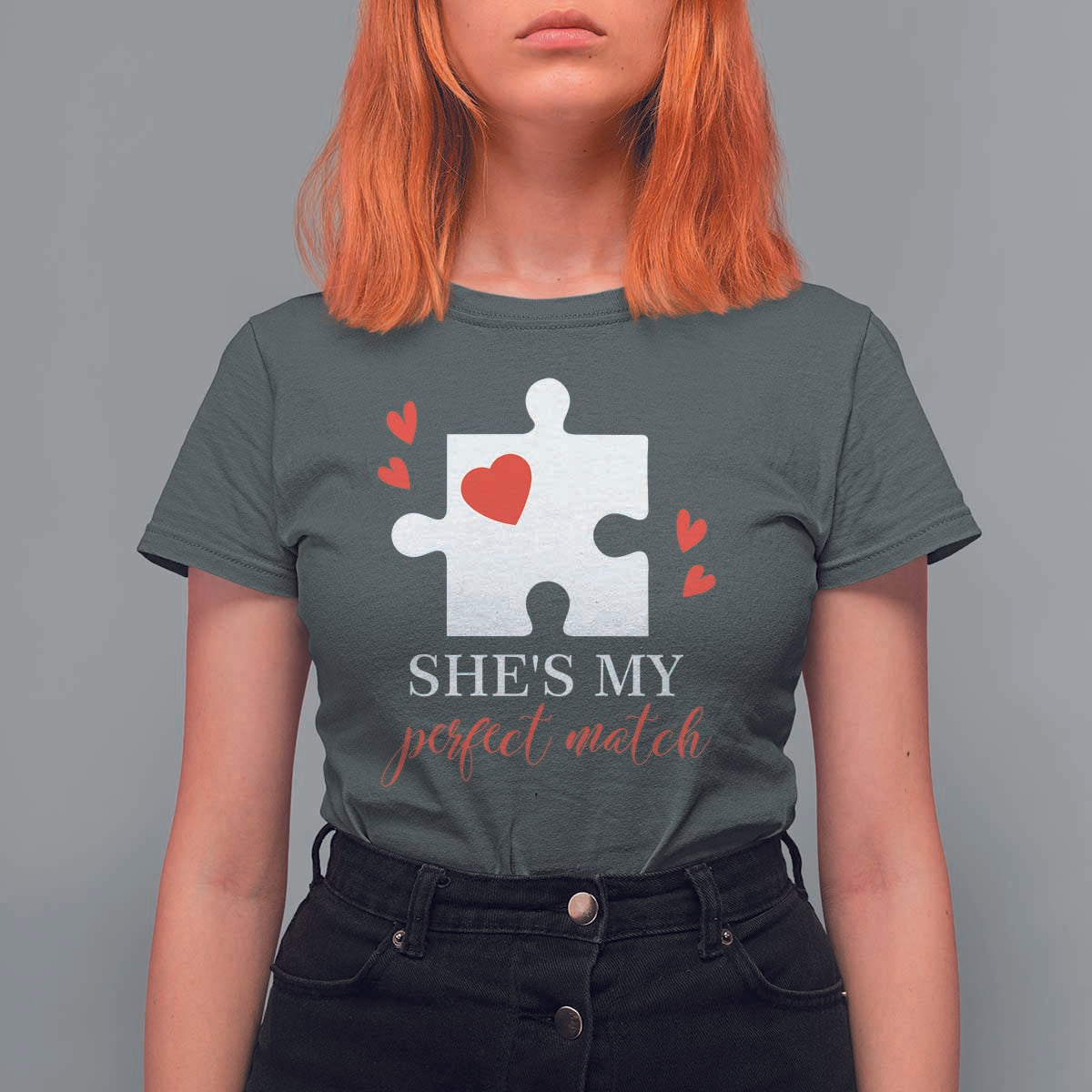Funny She's My Perfect Match Valentine's Day Couple Matching T Shirt For Women