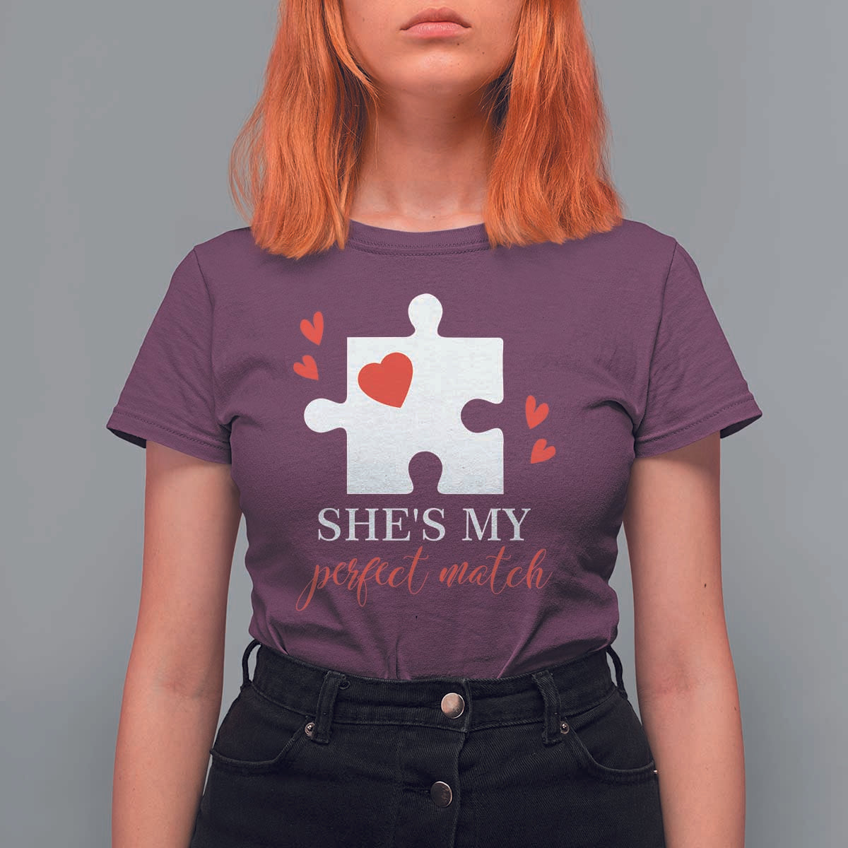 Funny She's My Perfect Match Valentine's Day Couple Matching T Shirt For Women
