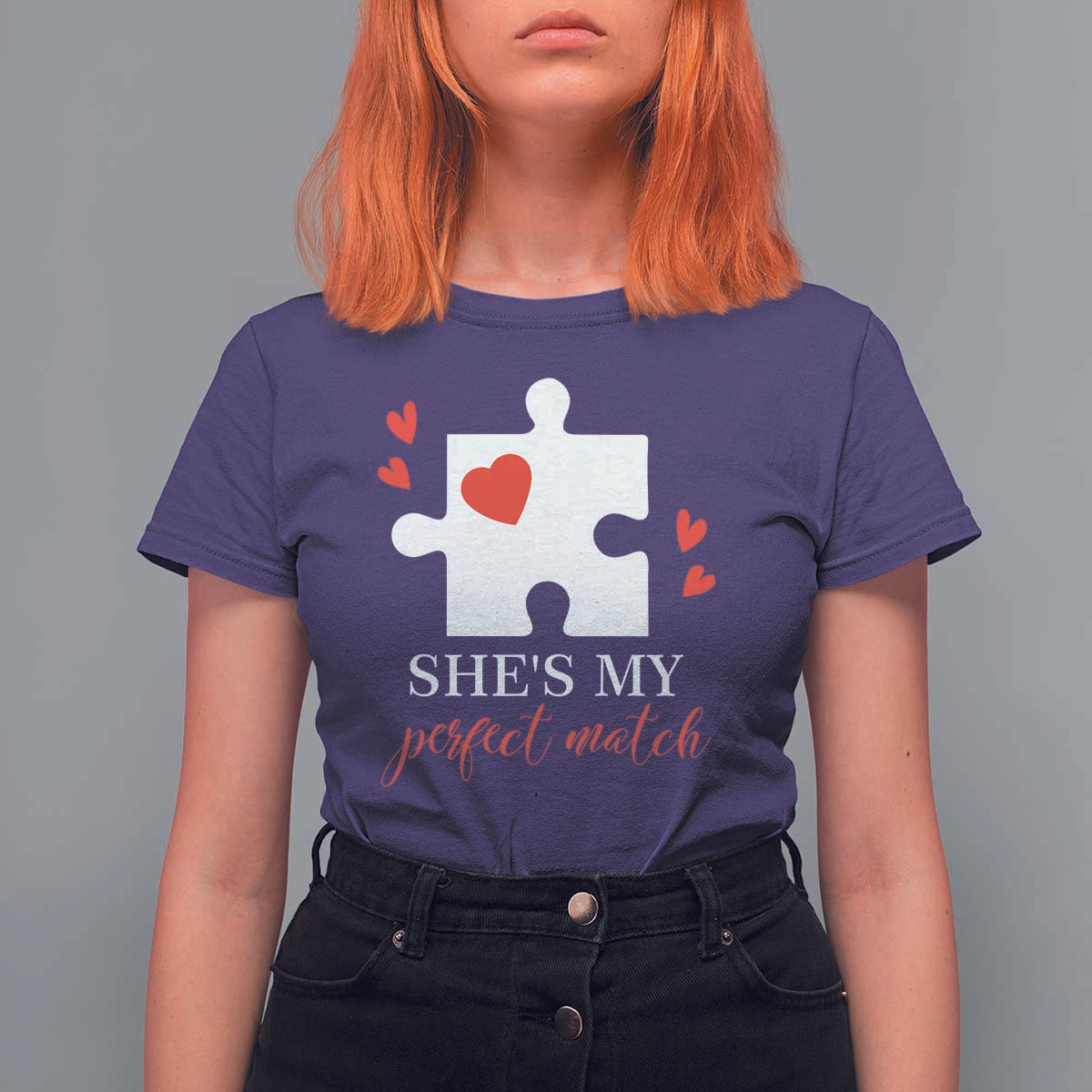 Funny She's My Perfect Match Valentine's Day Couple Matching T Shirt For Women