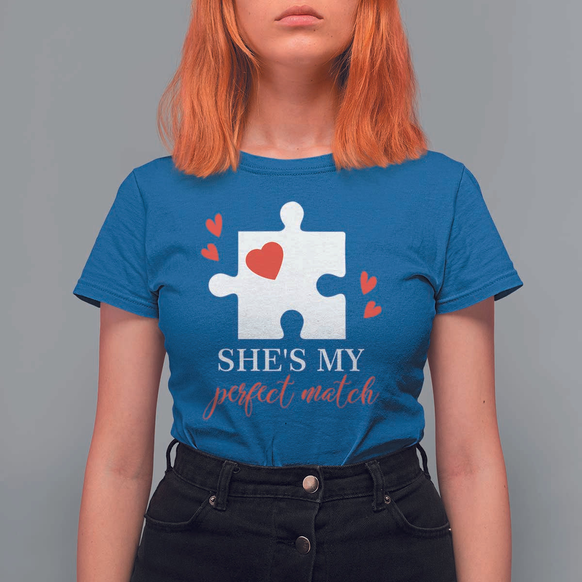 Funny She's My Perfect Match Valentine's Day Couple Matching T Shirt For Women