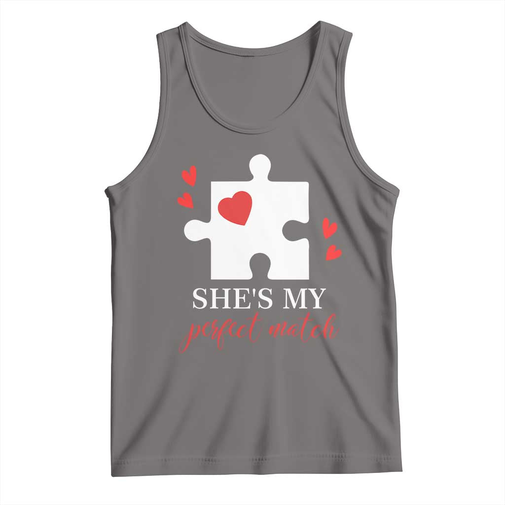 Funny She's My Perfect Match Valentine's Day Couple Matching Tank Top