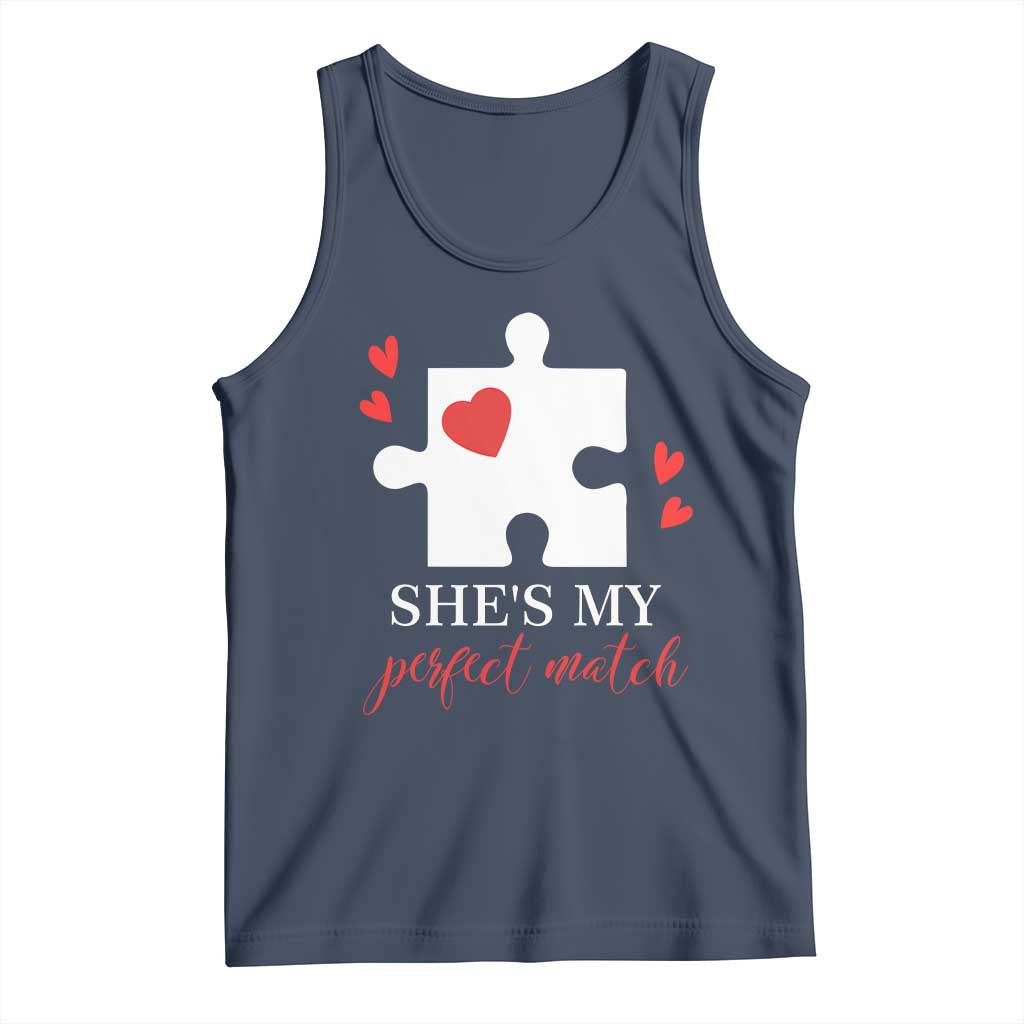 Funny She's My Perfect Match Valentine's Day Couple Matching Tank Top