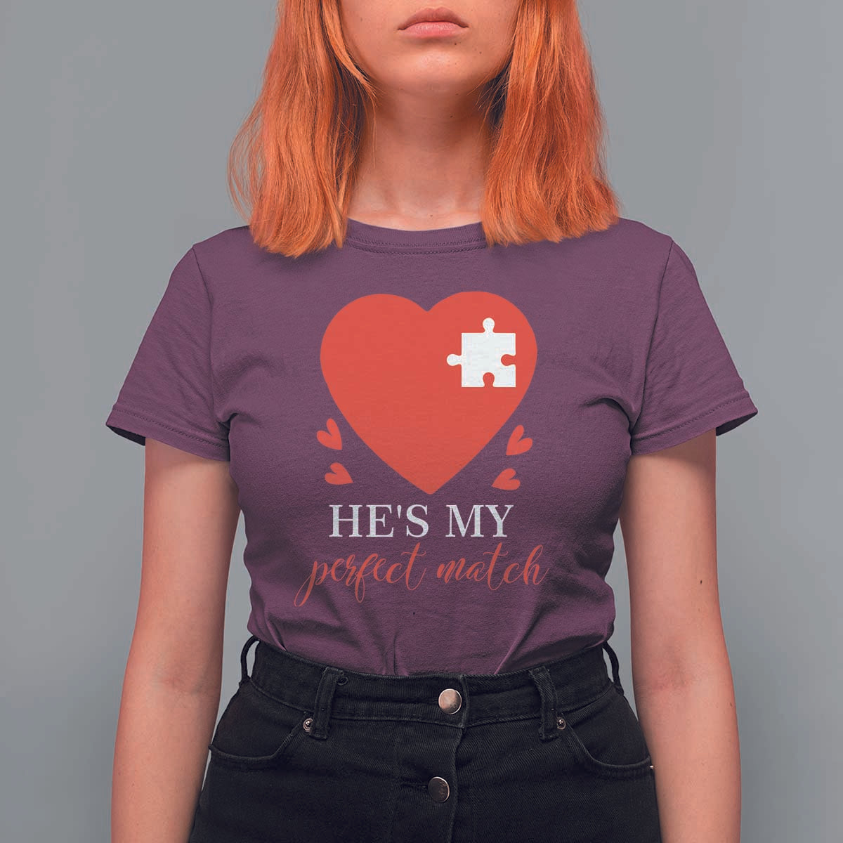 Funny He's My Perfect Match Valentine's Day Couple Matching T Shirt For Women
