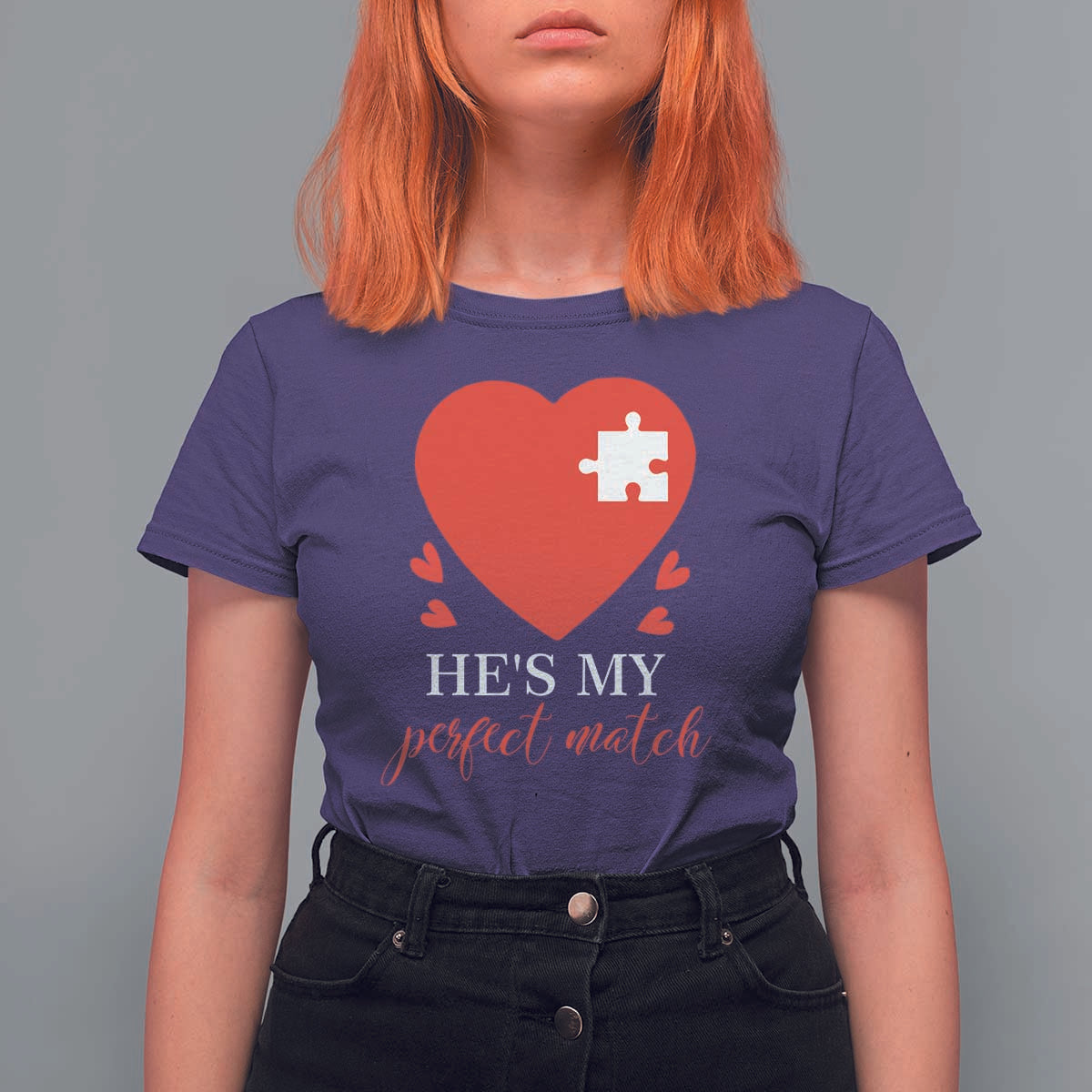 Funny He's My Perfect Match Valentine's Day Couple Matching T Shirt For Women