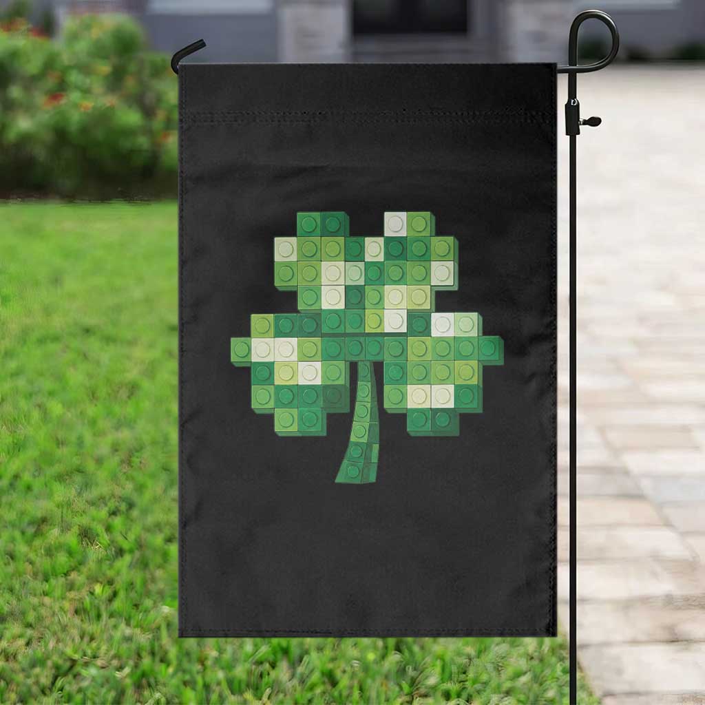 Funny St Patricks Day Shamrock Building Blocks Bricks Garden Flag