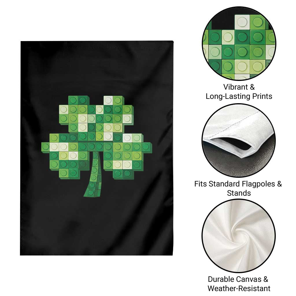 Funny St Patricks Day Shamrock Building Blocks Bricks Garden Flag
