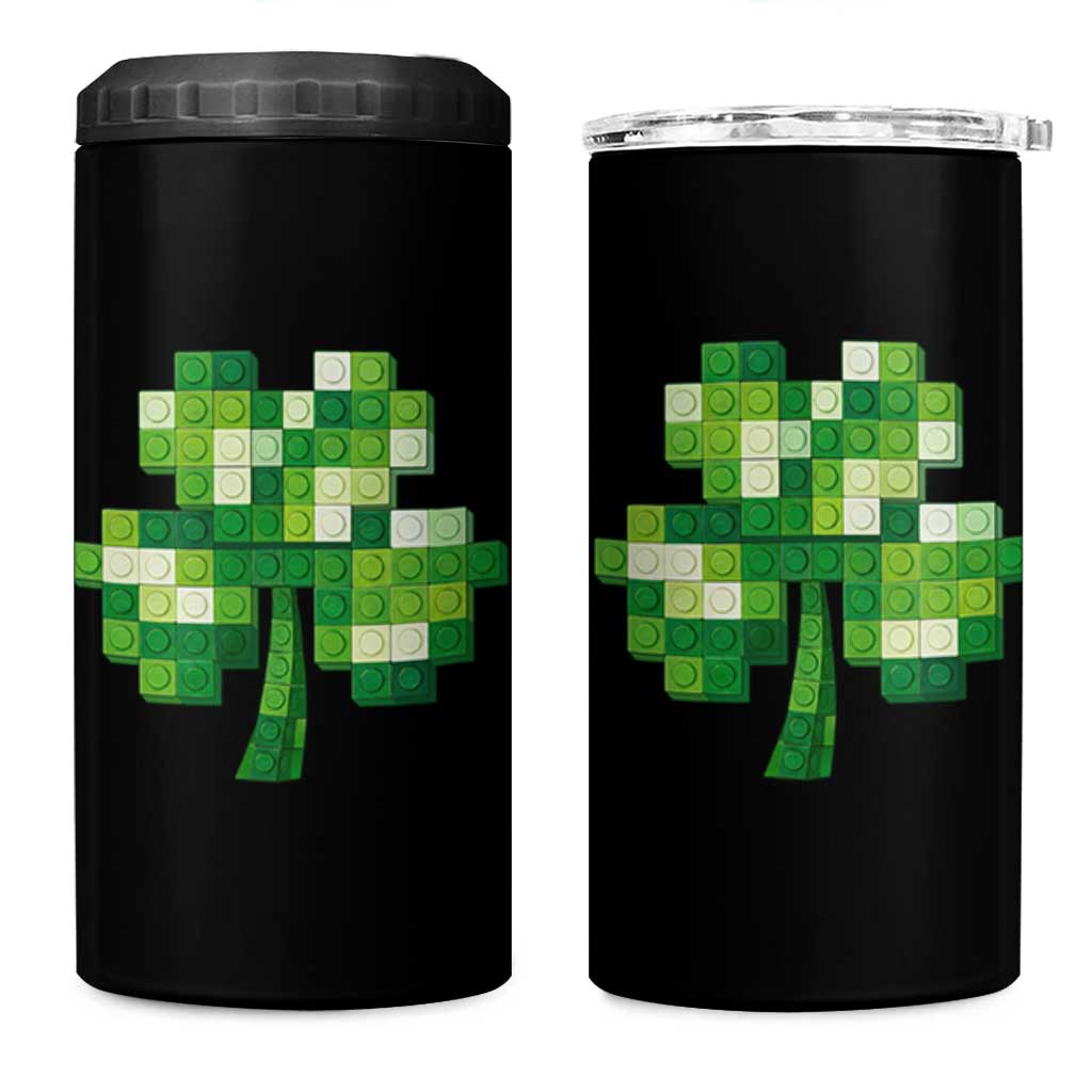 Funny St Patricks Day Shamrock Building Blocks Bricks 4 in 1 Can Cooler Tumbler