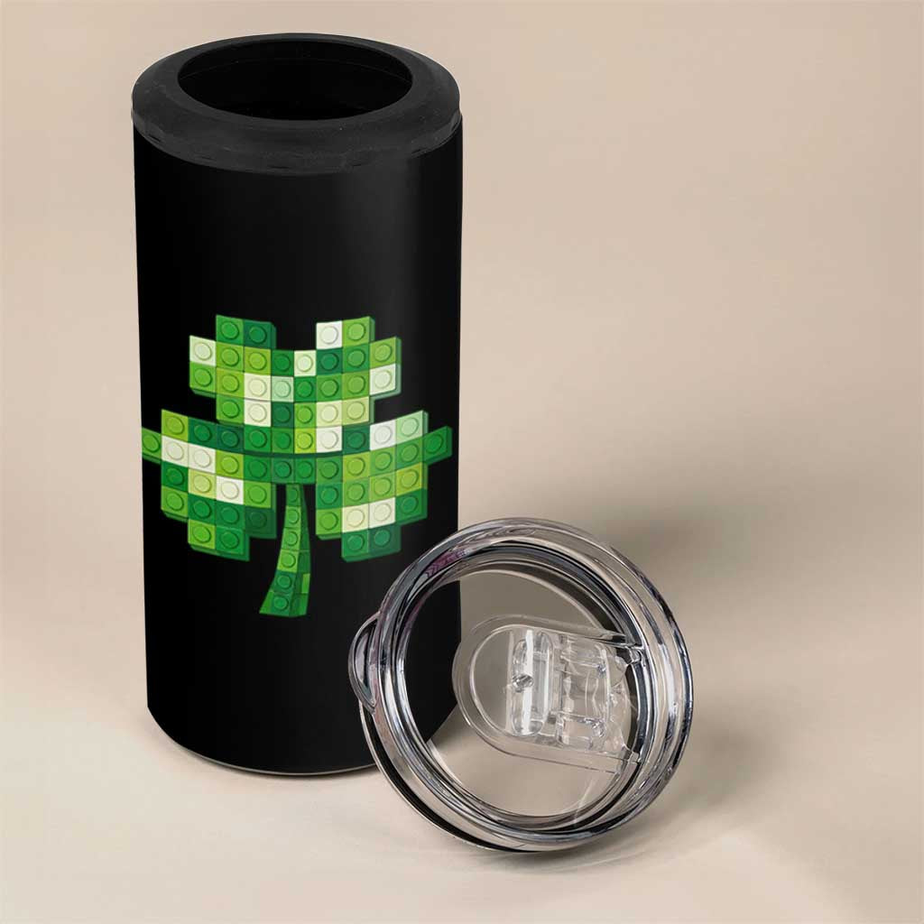Funny St Patricks Day Shamrock Building Blocks Bricks 4 in 1 Can Cooler Tumbler