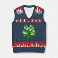 Funny St Patricks Day Shamrock Building Blocks Bricks V-Neck Knit Sweater Vest