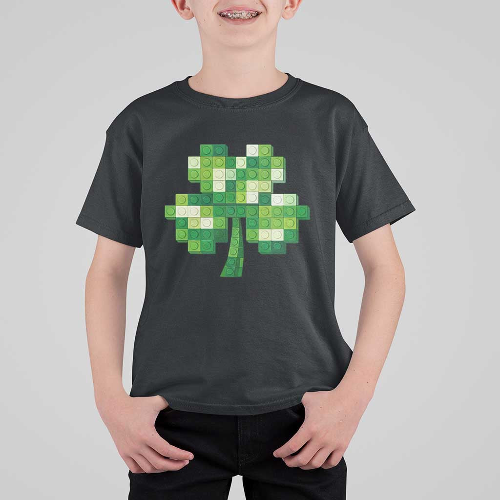 Funny St Patricks Day Shamrock Building Blocks Bricks T Shirt For Kid