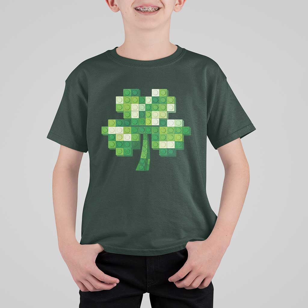 Funny St Patricks Day Shamrock Building Blocks Bricks T Shirt For Kid