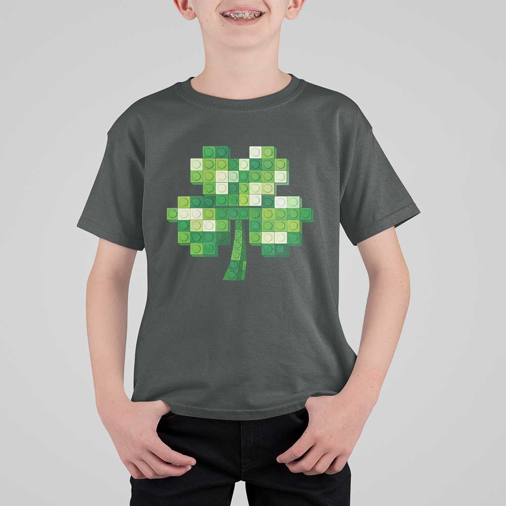 Funny St Patricks Day Shamrock Building Blocks Bricks T Shirt For Kid