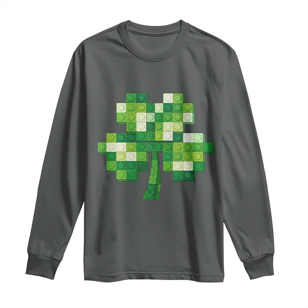 Funny St Patricks Day Shamrock Building Blocks Bricks Long Sleeve Shirt