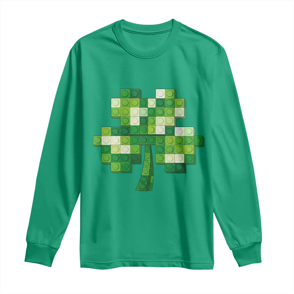 Funny St Patricks Day Shamrock Building Blocks Bricks Long Sleeve Shirt