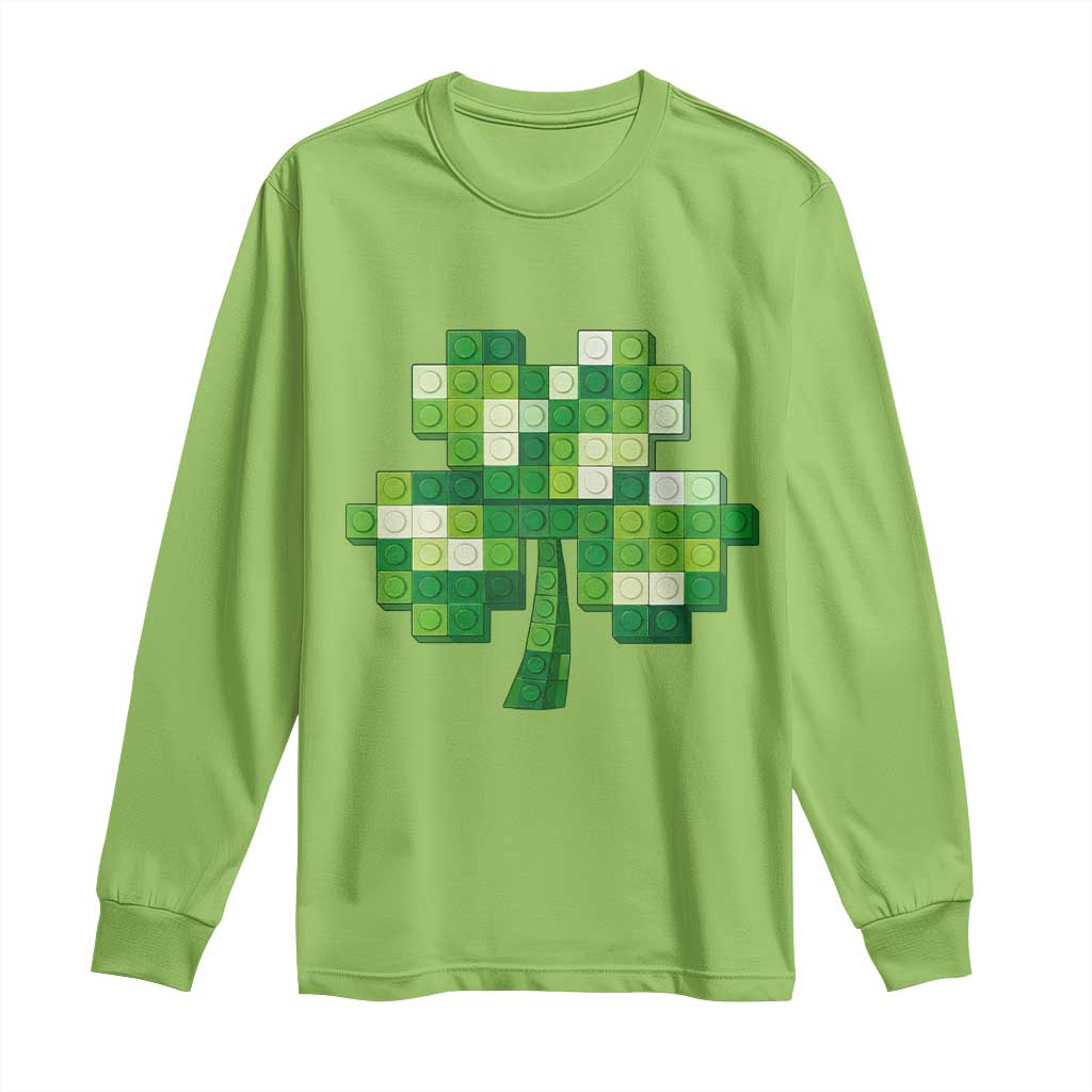 Funny St Patricks Day Shamrock Building Blocks Bricks Long Sleeve Shirt
