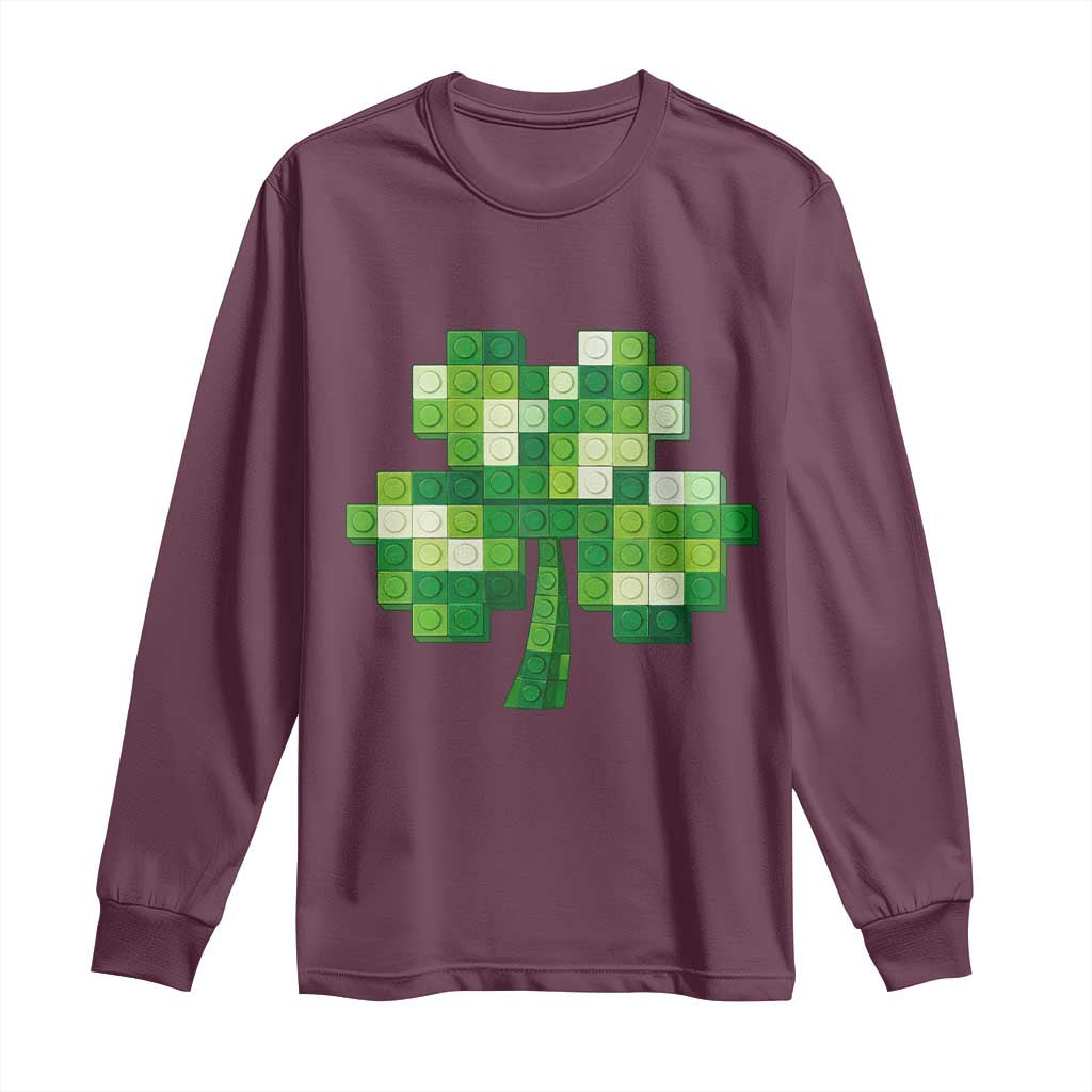 Funny St Patricks Day Shamrock Building Blocks Bricks Long Sleeve Shirt