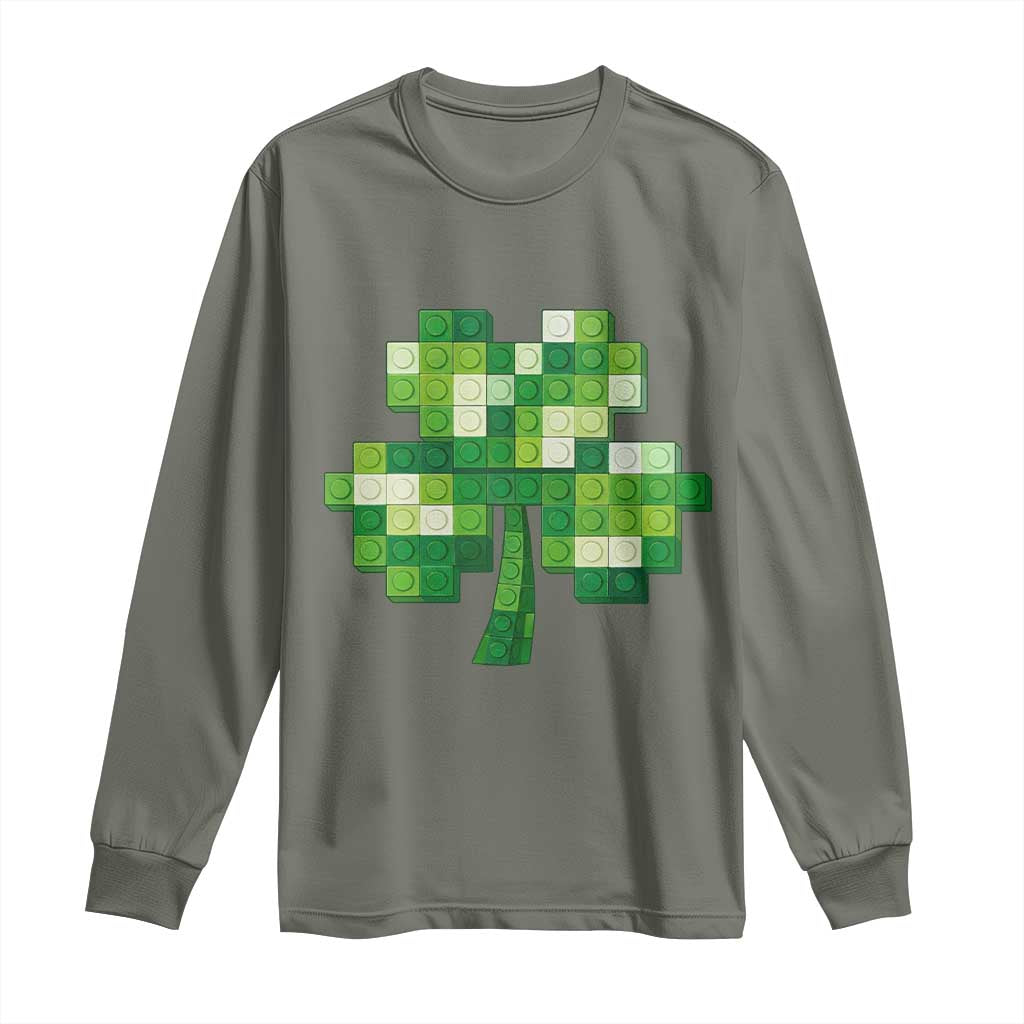 Funny St Patricks Day Shamrock Building Blocks Bricks Long Sleeve Shirt