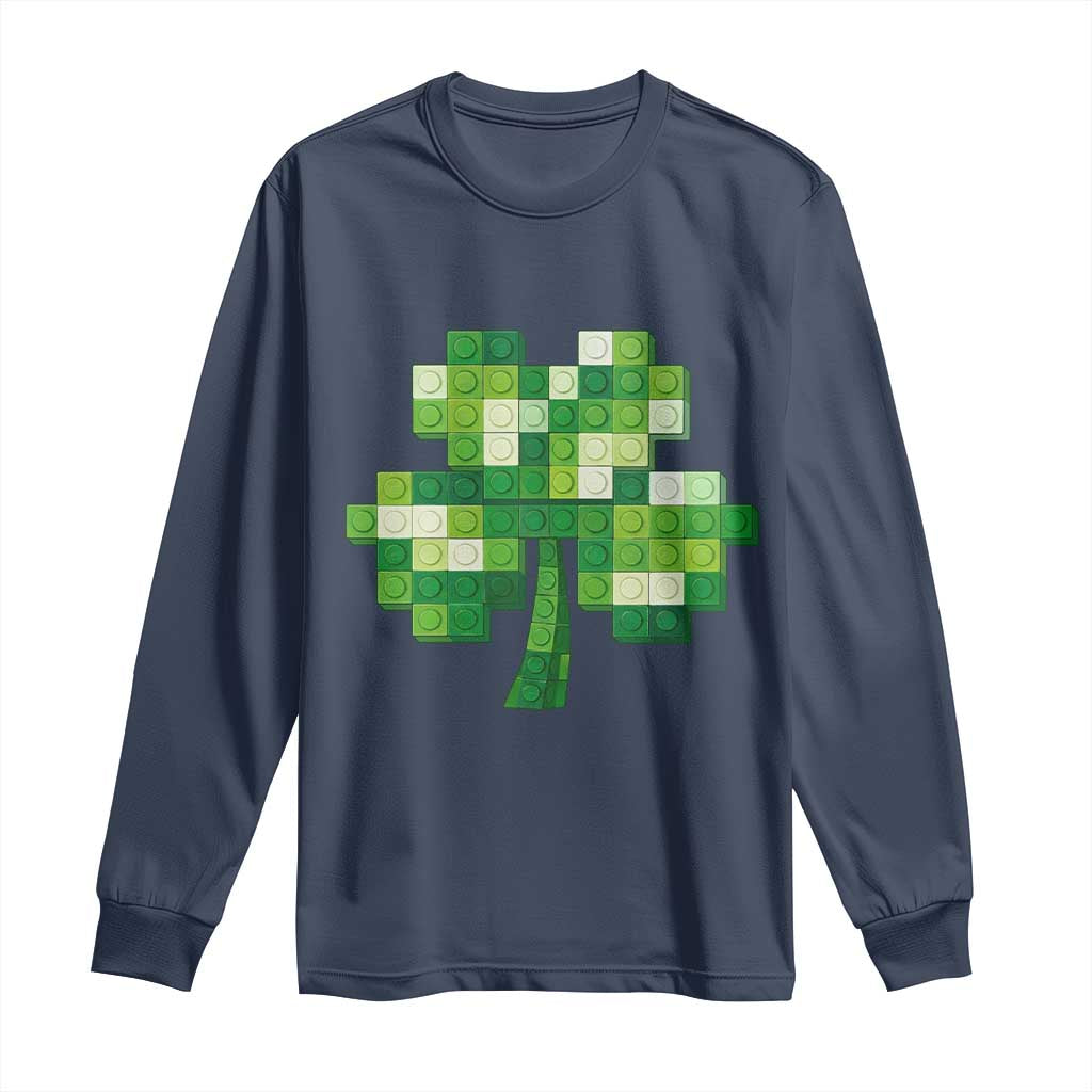Funny St Patricks Day Shamrock Building Blocks Bricks Long Sleeve Shirt