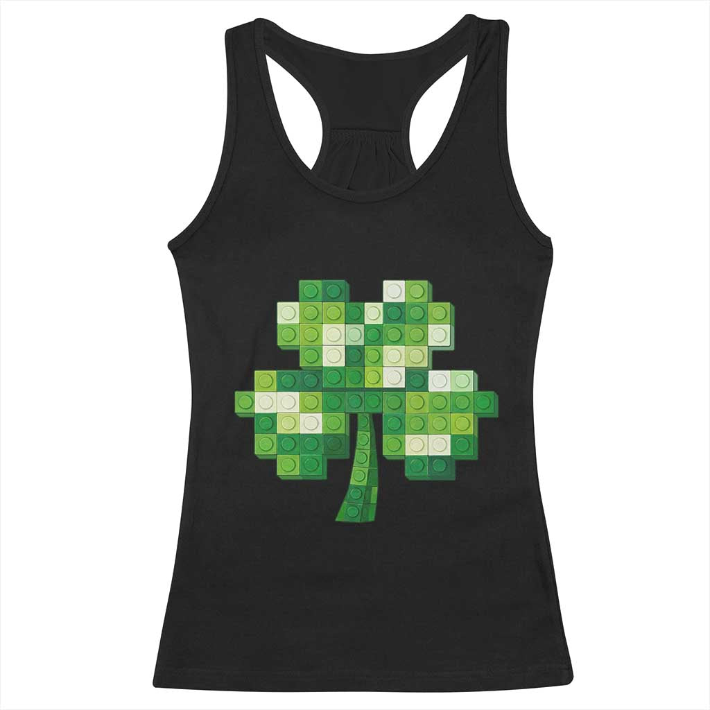 Funny St Patricks Day Shamrock Building Blocks Bricks Racerback Tank Top