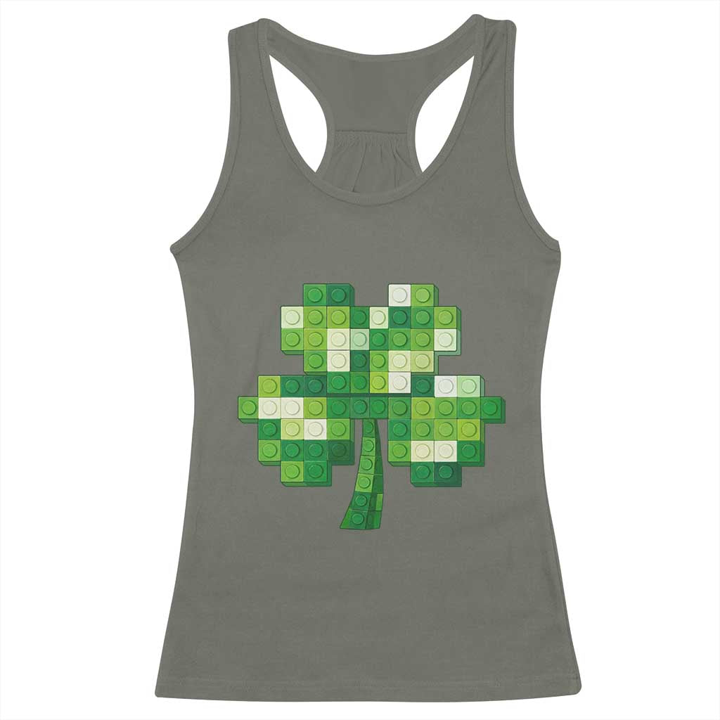 Funny St Patricks Day Shamrock Building Blocks Bricks Racerback Tank Top