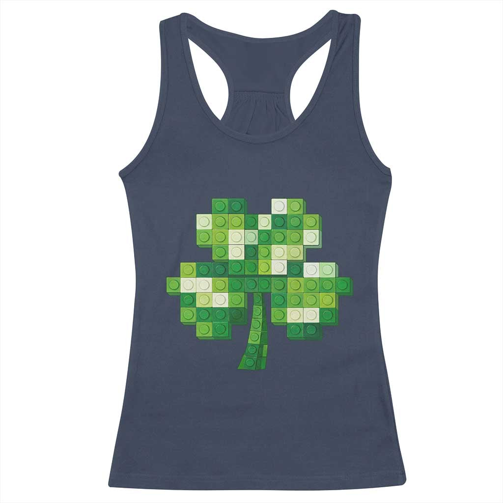 Funny St Patricks Day Shamrock Building Blocks Bricks Racerback Tank Top