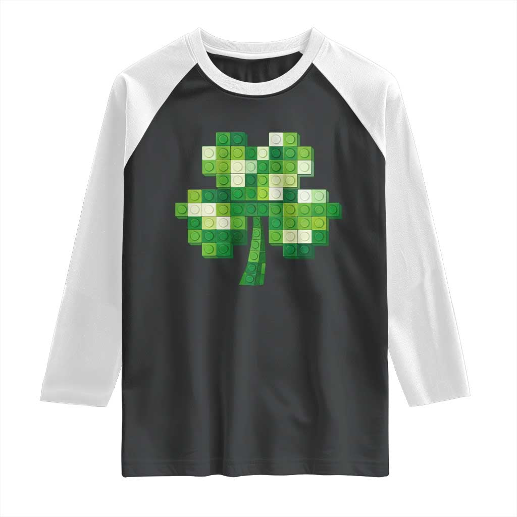 Funny St Patricks Day Shamrock Building Blocks Bricks Raglan Shirt