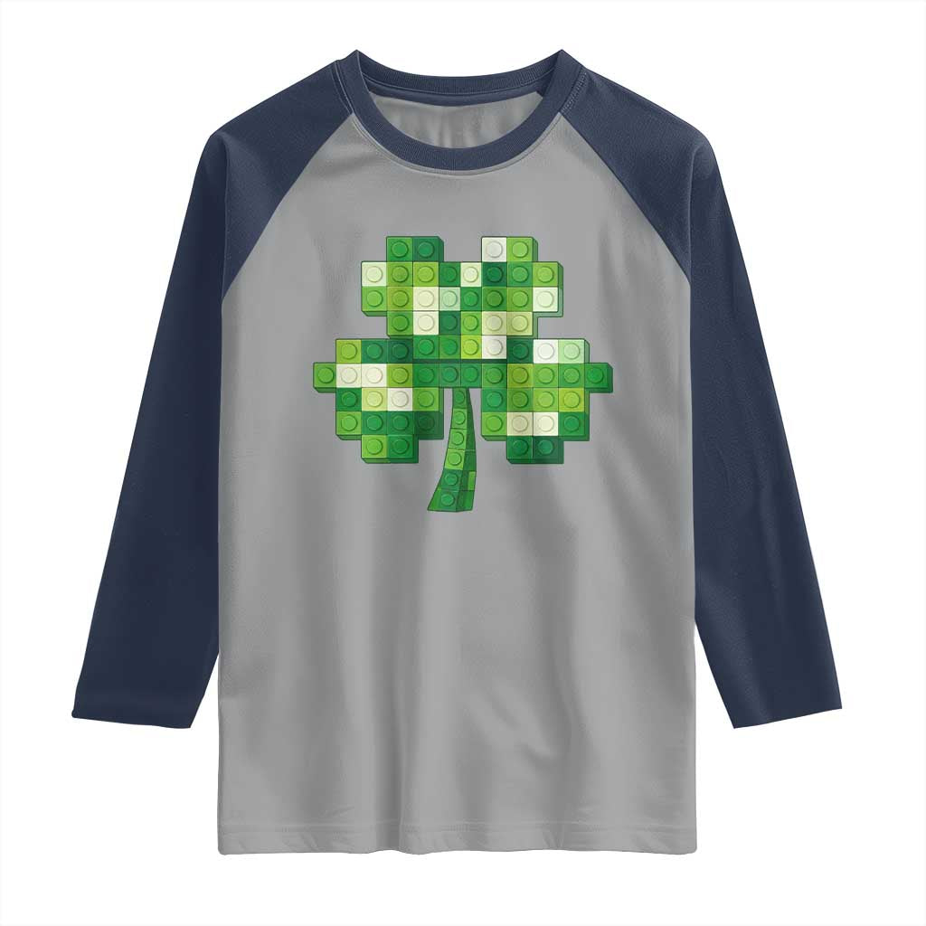 Funny St Patricks Day Shamrock Building Blocks Bricks Raglan Shirt