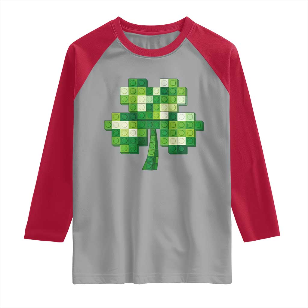 Funny St Patricks Day Shamrock Building Blocks Bricks Raglan Shirt
