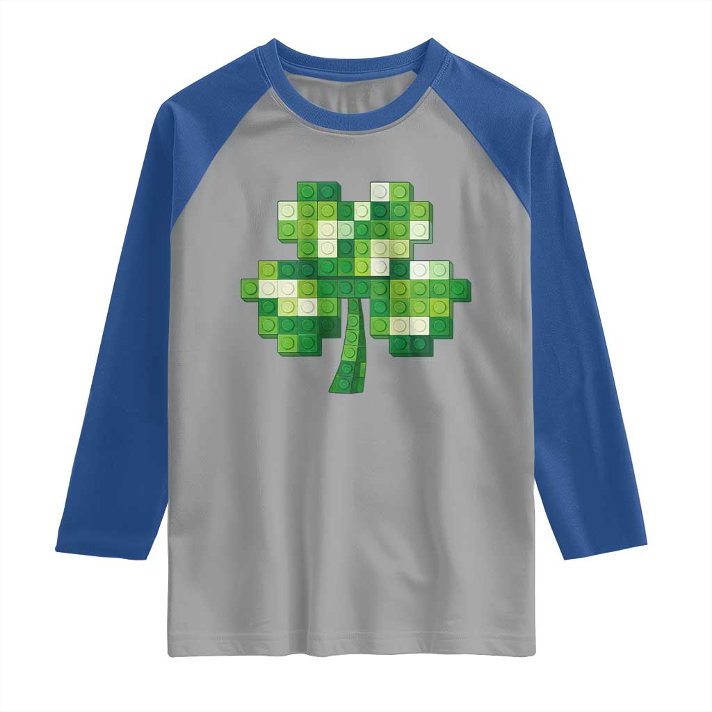 Funny St Patricks Day Shamrock Building Blocks Bricks Raglan Shirt