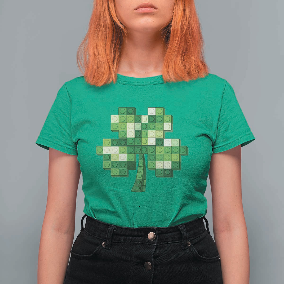 Funny St Patricks Day Shamrock Building Blocks Bricks T Shirt For Women