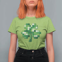 Funny St Patricks Day Shamrock Building Blocks Bricks T Shirt For Women