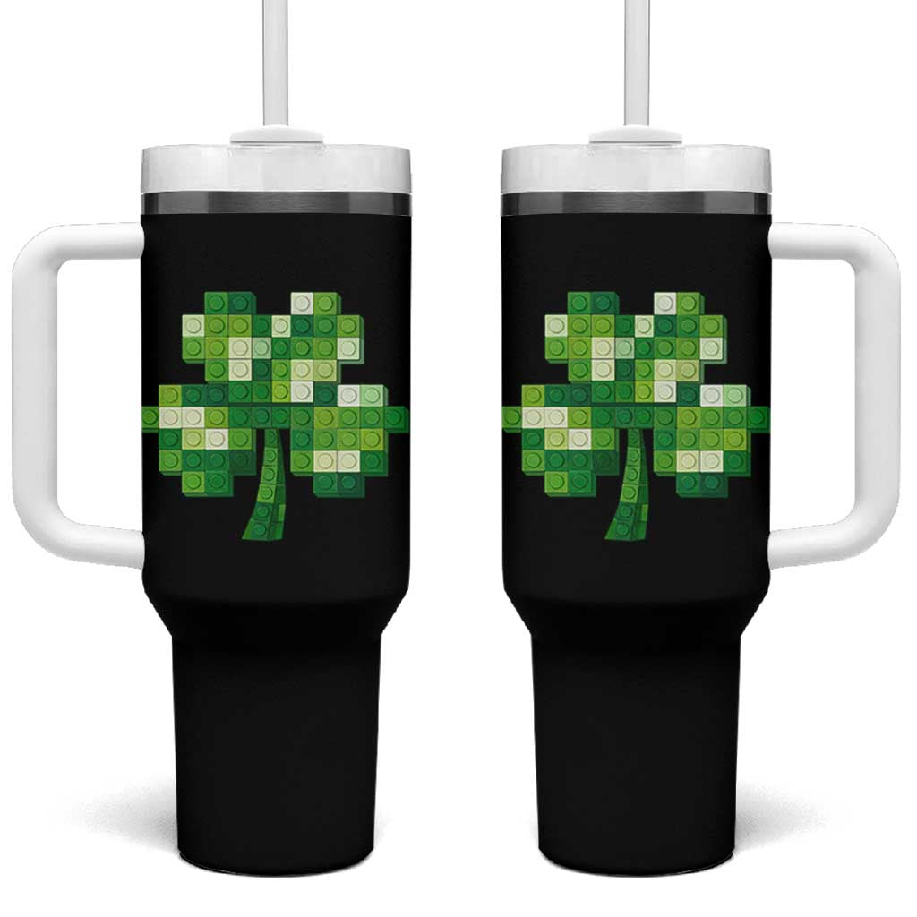 Funny St Patricks Day Shamrock Building Blocks Bricks Tumbler With Handle