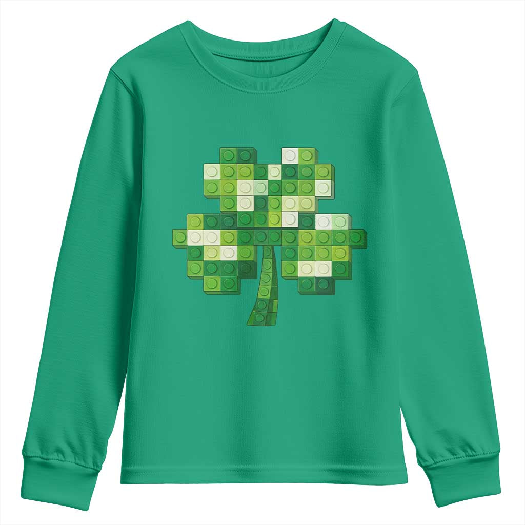 Funny St Patricks Day Shamrock Building Blocks Bricks Youth Sweatshirt