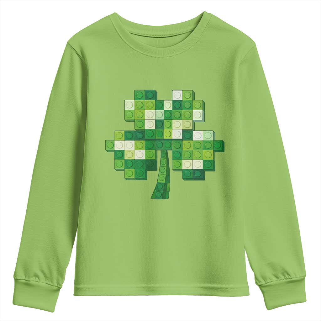 Funny St Patricks Day Shamrock Building Blocks Bricks Youth Sweatshirt