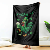 Funny F Caw F Chicken St Patricks Day Throw Blanket Irish Beer Drinking Shamrock Print