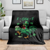 Funny F Caw F Chicken St Patricks Day Throw Blanket Irish Beer Drinking Shamrock Print