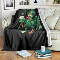 Funny F Caw F Chicken St Patricks Day Throw Blanket Irish Beer Drinking Shamrock Print